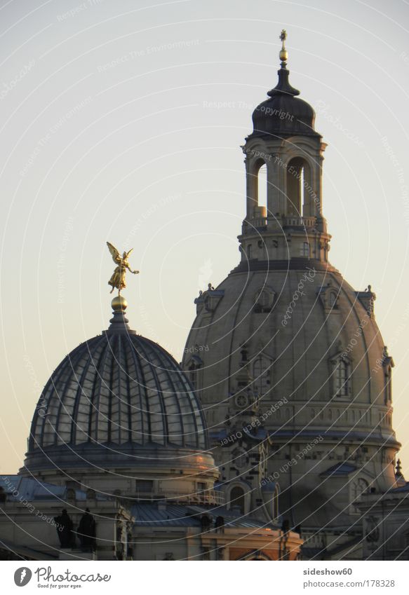 to you or to me? Colour photo Exterior shot Deserted Evening Central perspective Dance Sky Cloudless sky Dresden Germany Europe Church Manmade structures