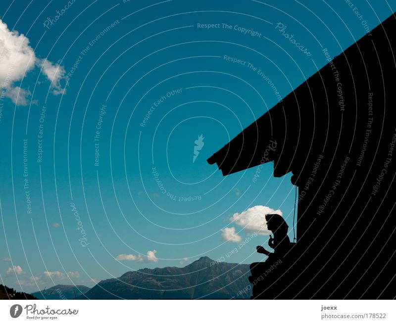 mountain bliss Colour photo Subdued colour Exterior shot Copy Space left Copy Space top Day Silhouette Vacation & Travel Trip Summer Mountain