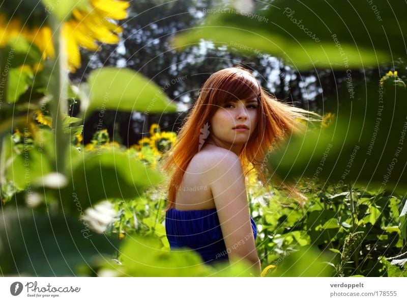 ah Colour photo Multicoloured Exterior shot Day Back-light Looking into the camera Looking back Lifestyle Beautiful Hair and hairstyles Well-being Senses