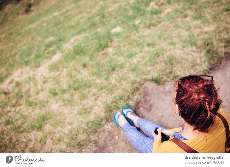 waiting. Contentment Relaxation Calm Summer Feminine Woman Adults 1 Human being Looking Sit Wait Natural Serene Patient Boredom Sadness Fatigue Reluctance