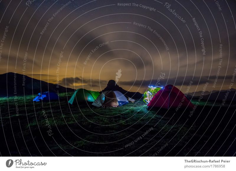 tent camp Environment Nature Blue Pink Black Switzerland Sleep Light Movement Clouds Light (Natural Phenomenon) Star (Symbol) Tent Tent camp peaked miles