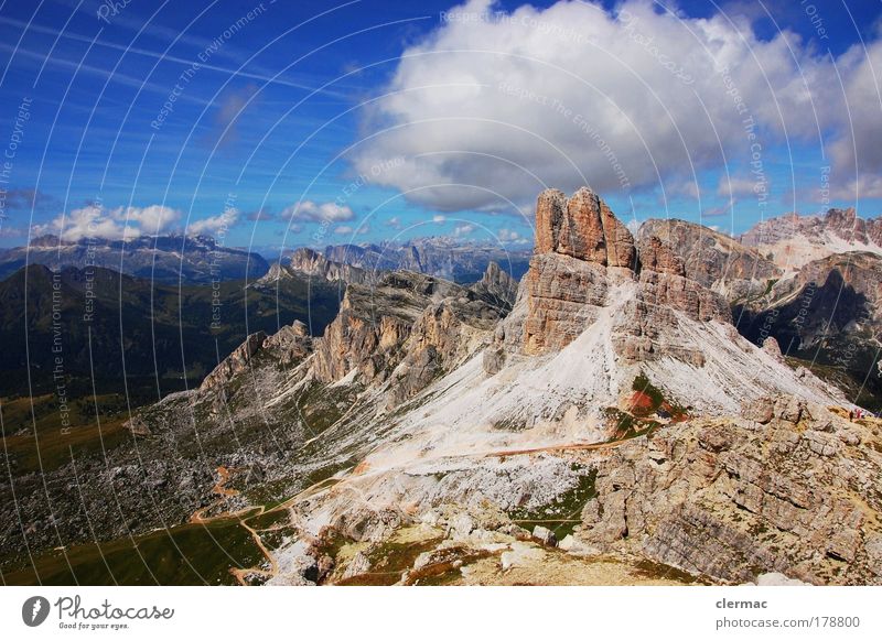 dolomites monte averau Exterior shot Deserted Forward Environment Nature Landscape Sky Clouds Sun Summer Beautiful weather Rock Mountain Peak Joy