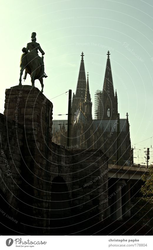 Dome from behind Sightseeing City trip Masculine Sculpture Cologne Germany Downtown Manmade structures Building Architecture Tourist Attraction Landmark