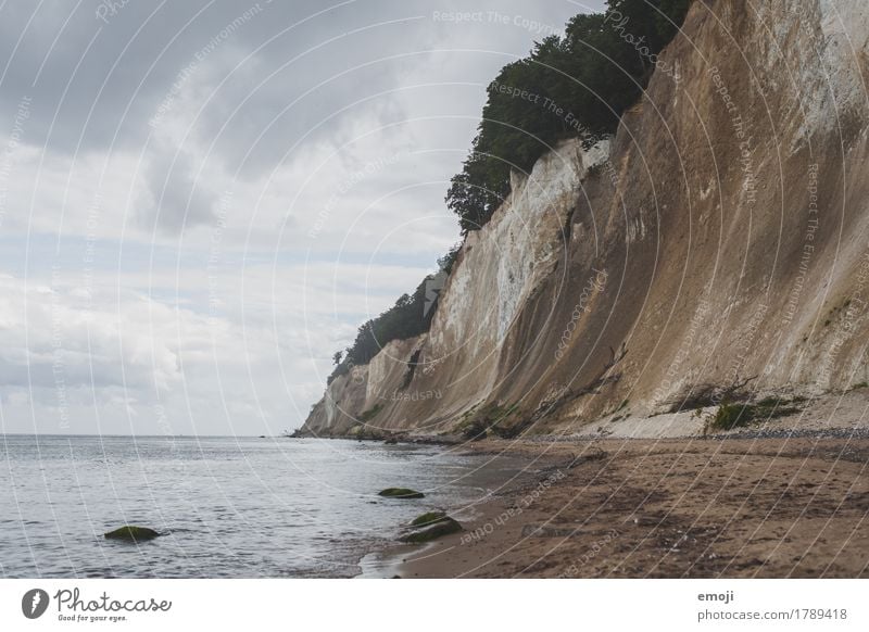 rebukes Environment Nature Landscape Water Bad weather Coast Beach Baltic Sea Ocean Natural Tourism Kreidefelsen Rock Rügen Tourist Attraction Colour photo