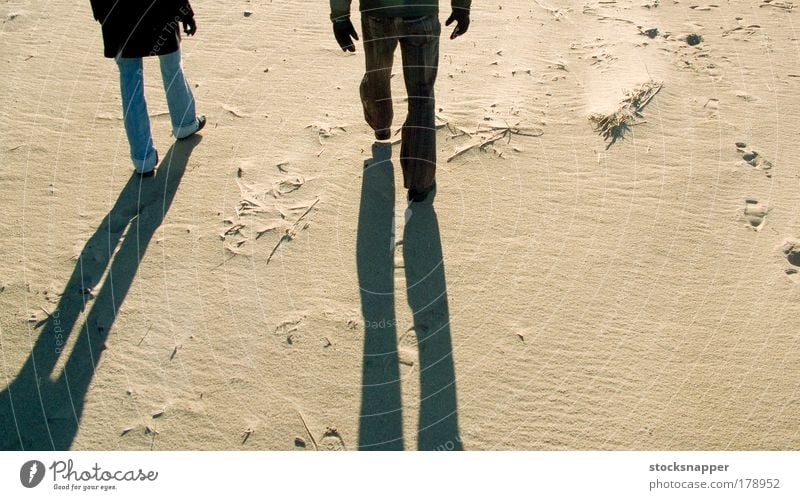 Shadows Legs Feet light Tracks Couple In pairs Walking Sand Unrecognizable