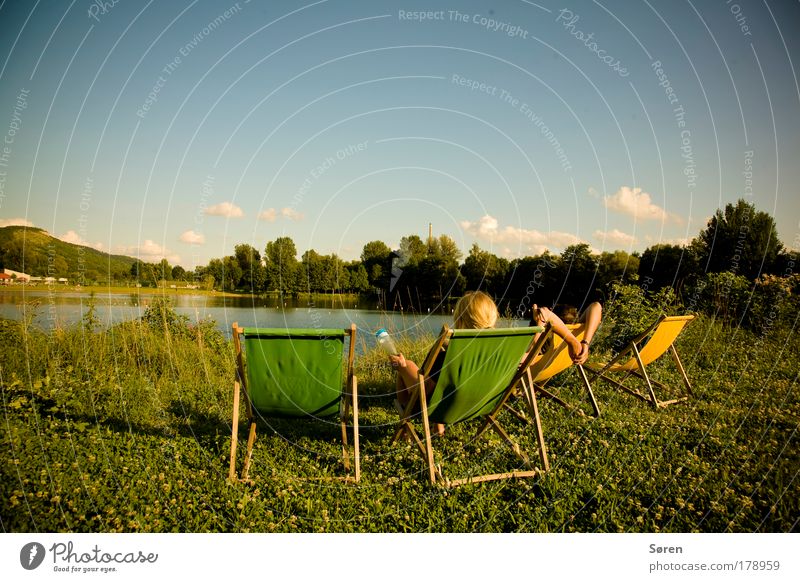 Chillout in Jena Colour photo Multicoloured Exterior shot Copy Space top Day Twilight Sunlight Shallow depth of field Wide angle Rear view Forward Looking away