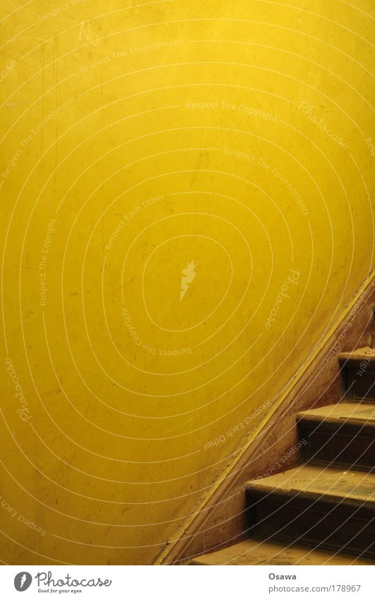 stairwell Stairs Staircase (Hallway) Old building Building Room Wooden ladder stair treads Triangle Wall (building) Ochre Orange Dusty Copy Space