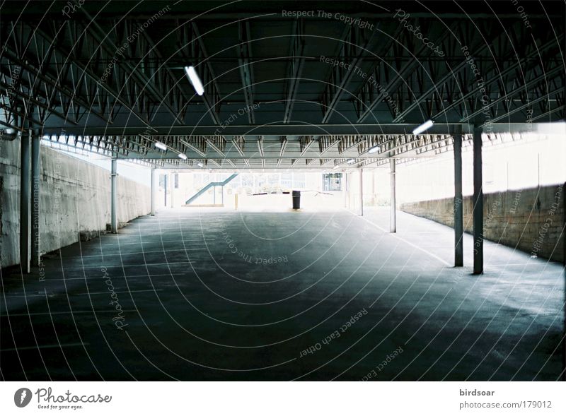 Soundproof Subdued colour Exterior shot Day Light Shadow Deep depth of field Central perspective Chattanooga USA North America Town Deserted Parking garage