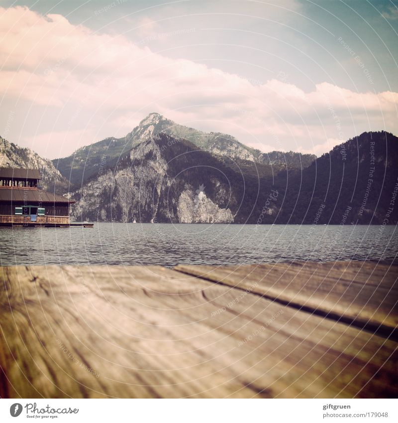 bathing weather Colour photo Exterior shot Deserted Copy Space bottom Vacation & Travel Tourism Summer Summer vacation Mountain Landscape Water Sky Clouds