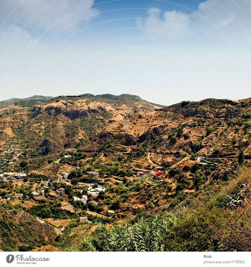 Gran Canaria 2009 - In the thick of it Colour photo Exterior shot Copy Space top Day Light Shadow Contrast Sunlight Sunbeam Deep depth of field Panorama (View)