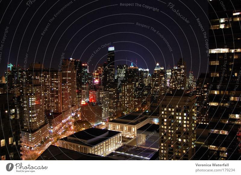 New York, New York Colour photo Exterior shot Structures and shapes Deserted Copy Space top Night Bird's-eye view Long shot New York City Capital city Downtown