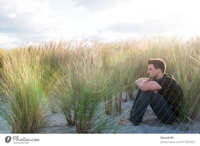 dunes Well-being Relaxation Calm Vacation & Travel Tourism Freedom Summer Summer vacation Sun Human being Masculine Young man Youth (Young adults) Man Adults