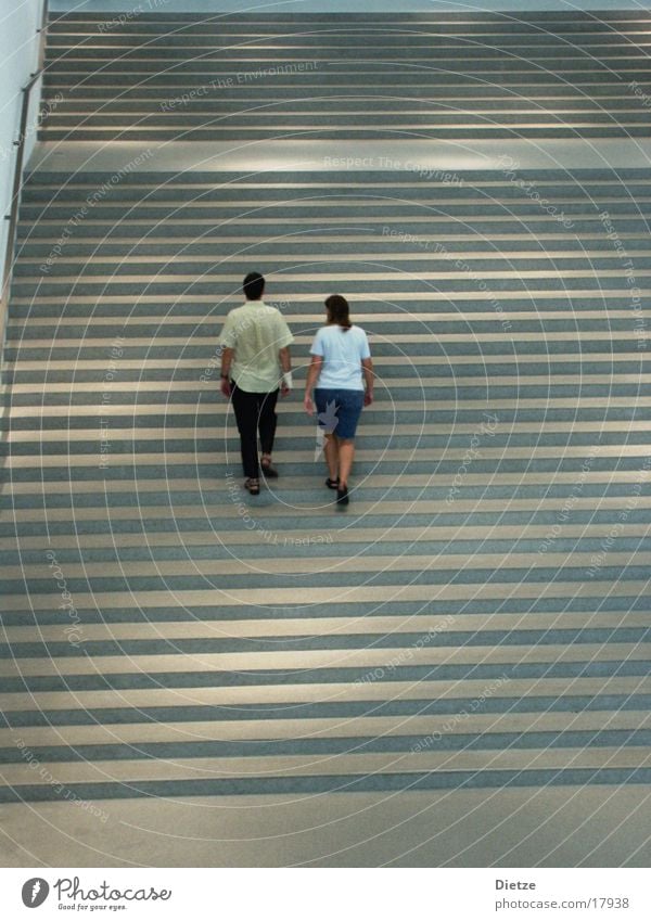 levels Ascending Human being Stairs Couple Upward Back In pairs