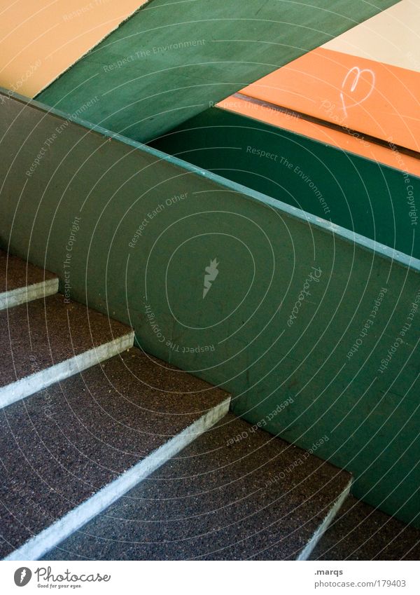 staircase Colour photo Multicoloured Exterior shot Deserted Style Design Town Manmade structures Wall (barrier) Wall (building) Stairs Concrete Line Stripe