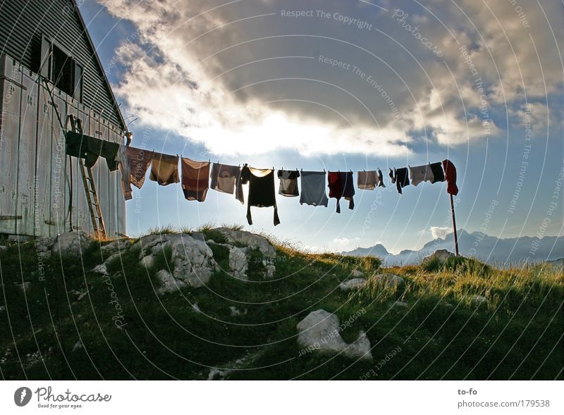 Large laundry Colour photo Exterior shot Deserted Evening Light Silhouette Sunlight Sunbeam Sunrise Sunset Back-light Vacation & Travel Tourism Far-off places