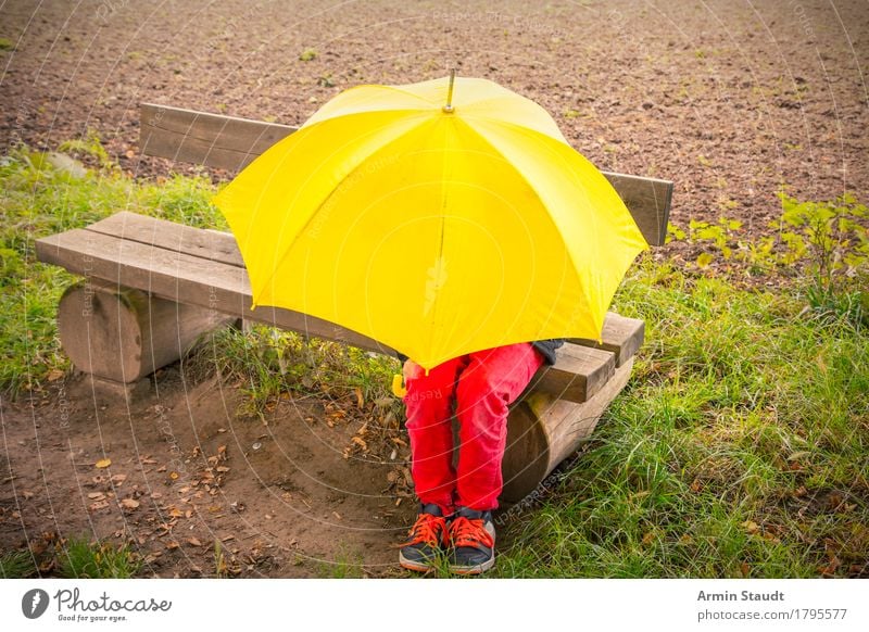 rain or sun Lifestyle Human being Masculine Youth (Young adults) 1 13 - 18 years Nature Climate Bad weather Field Sit Wet Yellow Moody Safety (feeling of)