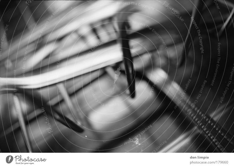 cutlery basket Black & white photo Macro (Extreme close-up) Abstract Shadow Low-key Blur Shallow depth of field Central perspective Cutlery Fork Kitchen