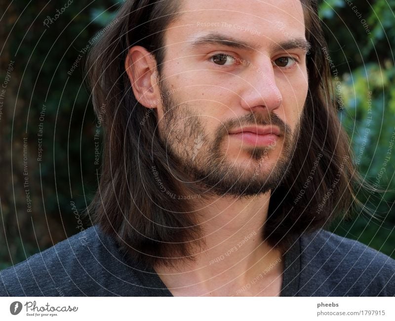 in the forest of thought Man Boy (child) Guy Face Portrait photograph Facial hair Hair and hairstyles Exterior shot Nature Green Lips Nose Eyes Ear