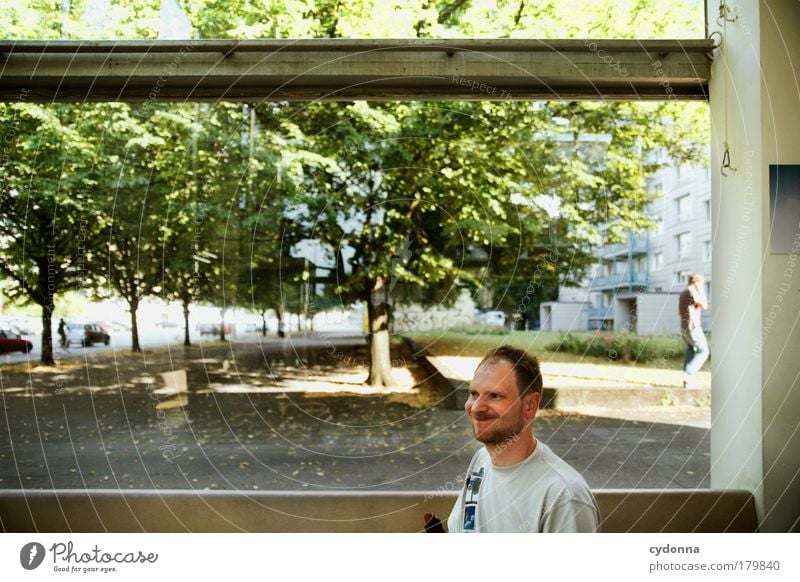 Ah, beautiful! Colour photo Interior shot Detail Copy Space left Day Light Shadow Contrast Sunlight Shallow depth of field Central perspective Upper body