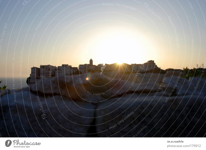 bonifacio Colour photo Exterior shot Deserted Copy Space top Twilight Light Silhouette Back-light Deep depth of field Panorama (View) Bonifacio France