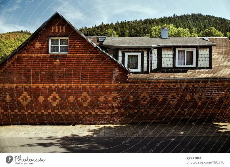 Village Colour photo Exterior shot Close-up Detail Deserted Copy Space bottom Day Light Shadow Contrast Sunlight Central perspective Living or residing