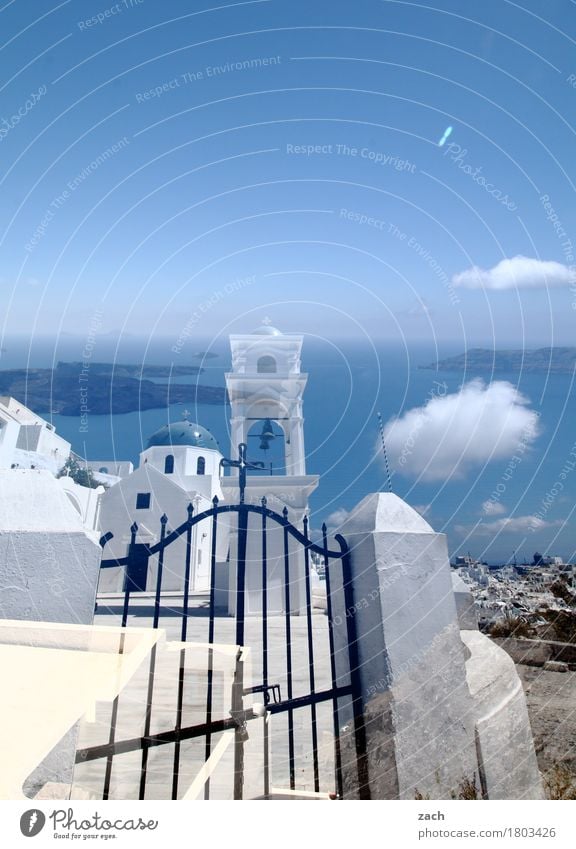 Reality is only a dream Nature Sky Clouds Beautiful weather Coast Ocean Mediterranean sea Aegean Sea Island Cyclades Santorini Caldera Oia Thira Greece Village