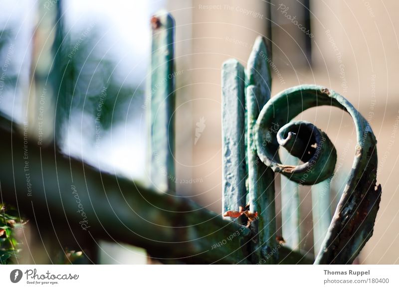 Rusty Colour photo Subdued colour Exterior shot Detail Deserted Copy Space bottom Day Shallow depth of field Village Small Town Old town Church Gate