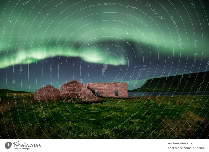 Northern lights in Iceland Trip Adventure Camping Island Stone Moody Aurora Borealis Light (Natural Phenomenon) Multicoloured Exterior shot Pattern Evening