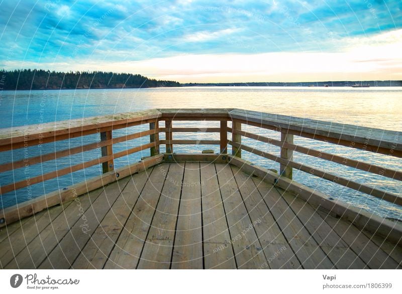 Wooden bridge on the sea coast Relaxation Vacation & Travel Tourism Summer Sun Beach Ocean Island Nature Landscape Water Sky Clouds Horizon Sunrise Sunset