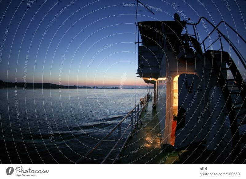 Roadtrip - Danube crossing in the rising sun Colour photo Exterior shot Copy Space left Morning Sunrise Sunset Fisheye Vacation & Travel Cruise