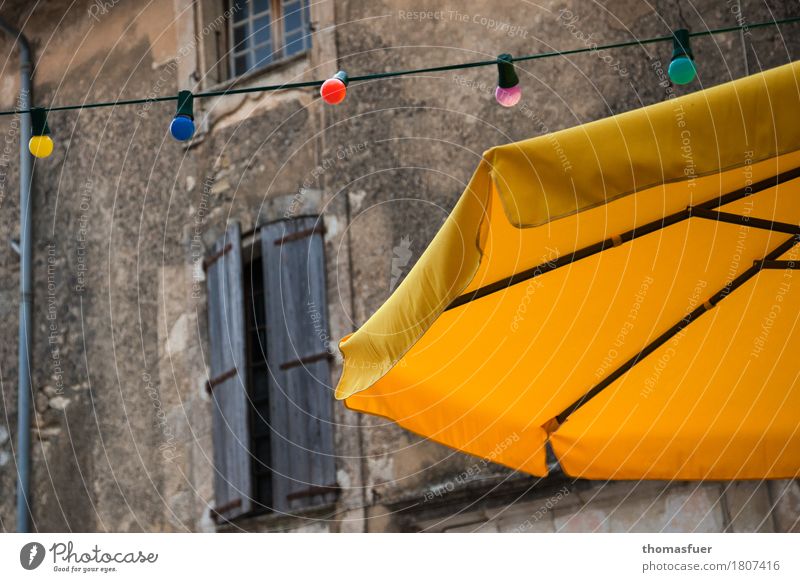 Lamp garland, wall, parasol Vacation & Travel Sightseeing City trip Summer Restaurant Drinking Feasts & Celebrations Gastronomy France Provence Village