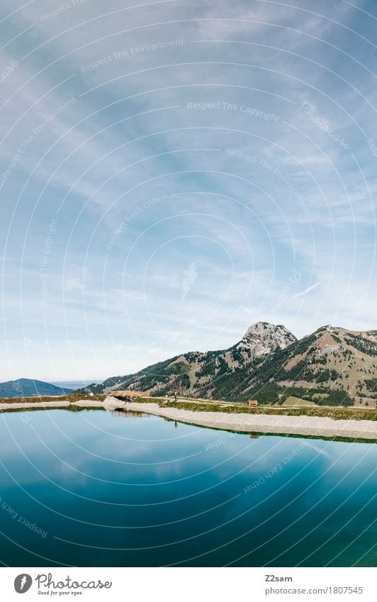 Sudelfeld Reservoir Hiking Nature Landscape Sky Summer Beautiful weather Alps Mountain Lakeside Esthetic Fresh Sustainability Natural Clean Blue Calm Loneliness