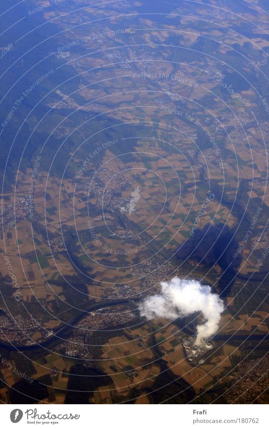 View from above! Colour photo Exterior shot Deserted Day Bird's-eye view Environment Nature Landscape Air Sky Climate Meadow River Far-off places Bright