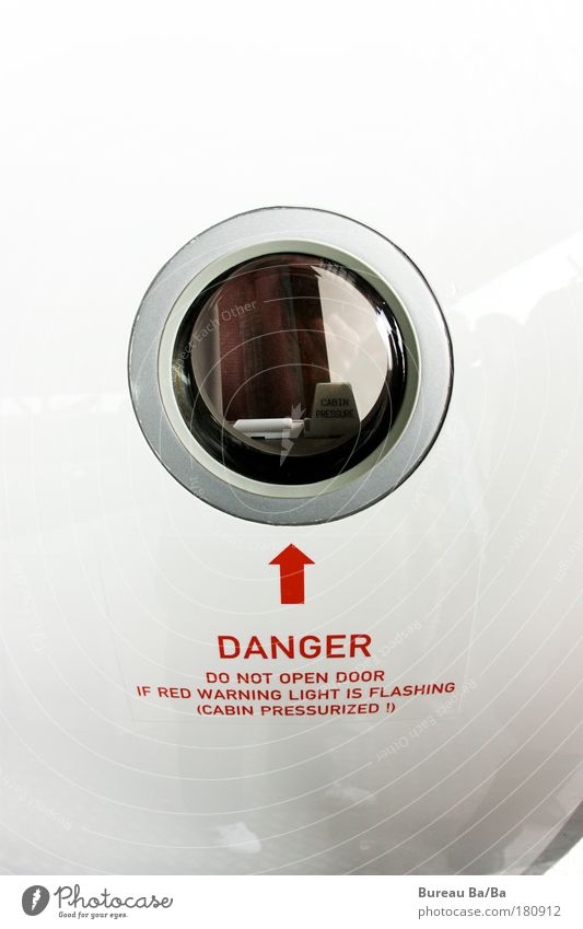 Danger Colour photo Aviation Airplane Passenger plane Flying Swiss Switzerland Airbus Window Pressure Door