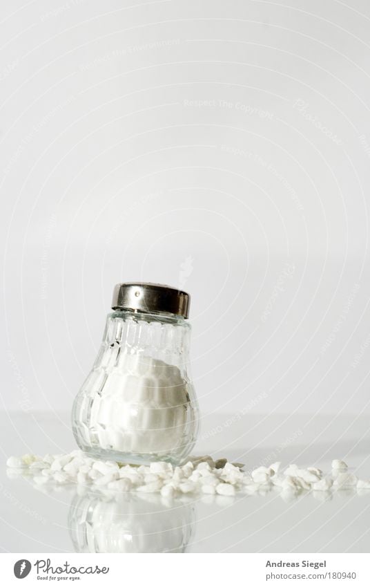 salt Colour photo Subdued colour Studio shot Close-up Deserted Copy Space top Artificial light Light Food Nutrition Living or residing Kitchen Salt caster