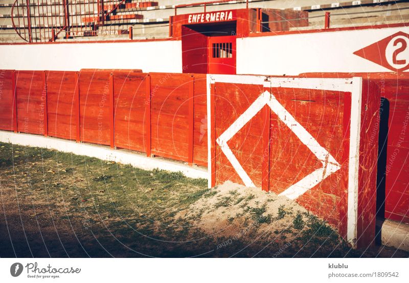 Detail view of the Bullring of the town Entertainment Culture Animal Small Town Building Architecture Facade Ring Horse Historic Tradition Arena background