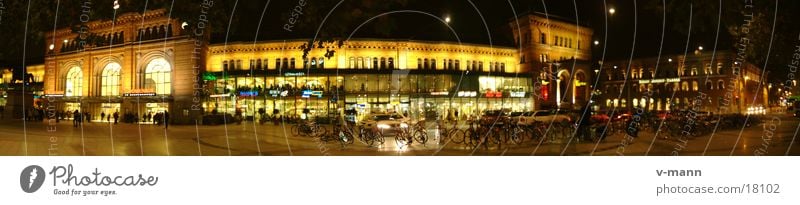 Hanover Central Station Panorama (View) Night Building Hannover Architecture Vacation & Travel Railroad Train station stitch Large Panorama (Format)