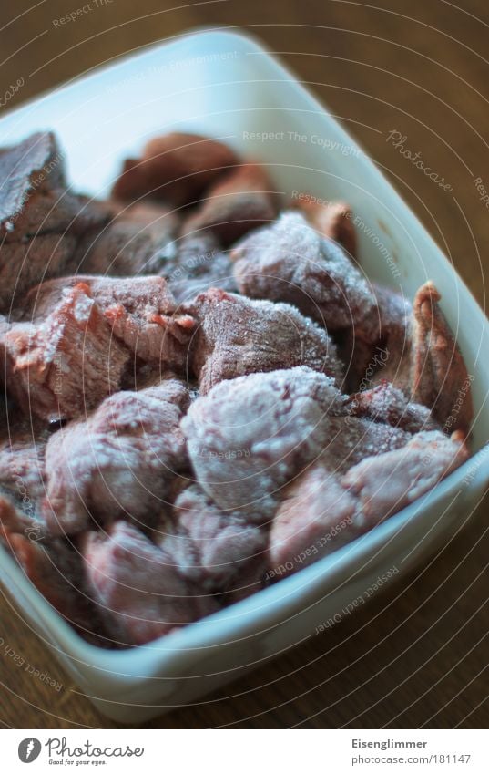 deep-frozen foods Food Meat Nutrition Frozen foods Beef Keep Tin Part Goulash Red Colour photo Interior shot Deep depth of field Bird's-eye view Deserted Ice