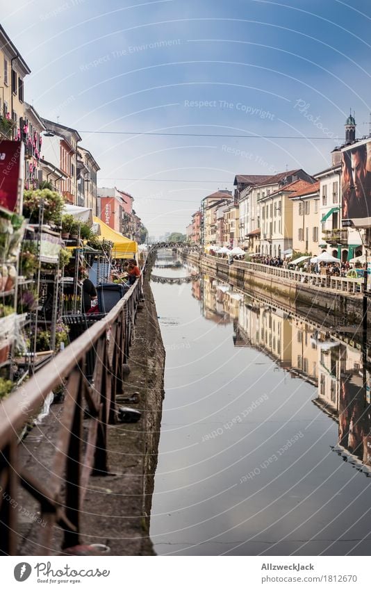 Milano Porto Genova II Vacation & Travel Tourism City trip Italy Town Old town Bridge Markets Market stall Channel Reflection Water Summer Summer vacation