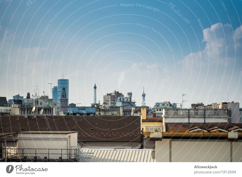 Above the roofs of Milan Italy Town Downtown Skyline Deserted House (Residential Structure) High-rise Architecture Roof Colour photo Exterior shot Day