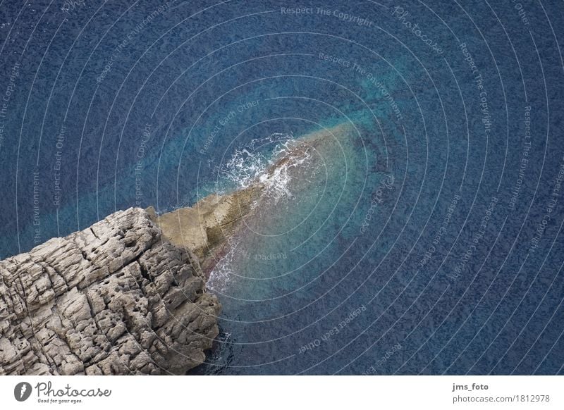 Rock in the surf Vacation & Travel Tourism Ocean Waves Nature Landscape Water Coast Wild Blue Majorca Spain Colour photo Aerial photograph Deserted