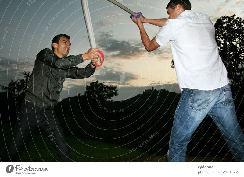 Battle of the Giants Colour photo Exterior shot Copy Space bottom Twilight Flash photo Light Shadow Contrast Shallow depth of field Central perspective