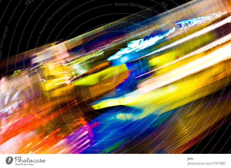 Kunterbunt Colour photo Multicoloured Night Contrast Light (Natural Phenomenon) Blur Motion blur Night life Entertainment Event Carnival Fairs & Carnivals Art