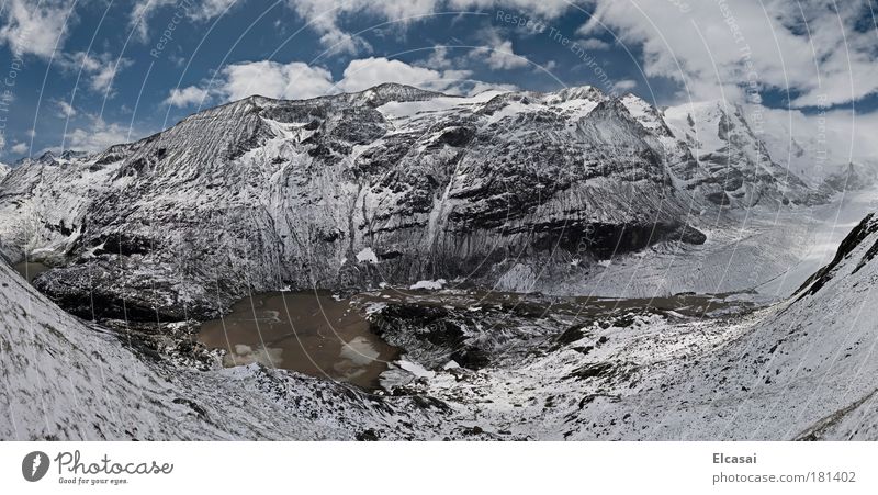 Franz-Josefs-Höhe Colour photo Exterior shot Deserted Panorama (View) Wide angle Environment Nature Landscape Air Sky Clouds Ice Frost Snow Alps Mountain