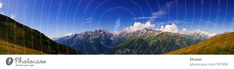 At the sand head Colour photo Exterior shot Deserted Day Panorama (View) Wide angle Environment Nature Landscape Earth Sky Clouds Sun Alps Mountain Peak