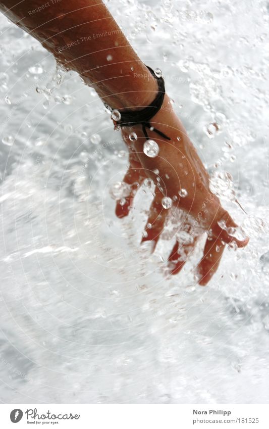 Fresh the second Colour photo Subdued colour Exterior shot Evening Life Swimming & Bathing Human being Feminine Arm Hand 1 Water Drops of water Waves North Sea