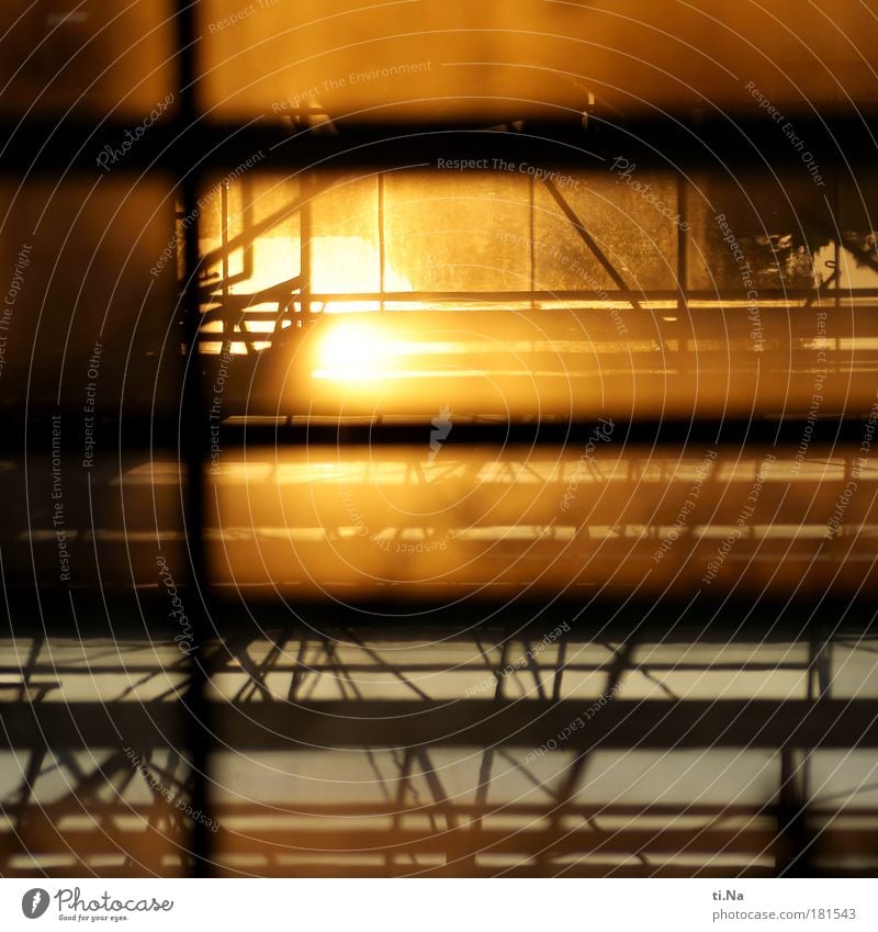 Glass-steel sunlight Colour photo Exterior shot Interior shot Evening Twilight Light Shadow Contrast Silhouette Reflection Sunlight Sunbeam Sunrise Sunset