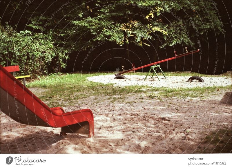 childhood memory Colour photo Exterior shot Detail Deserted Copy Space right Copy Space bottom Day Light Shadow Contrast Sunlight Central perspective Playing