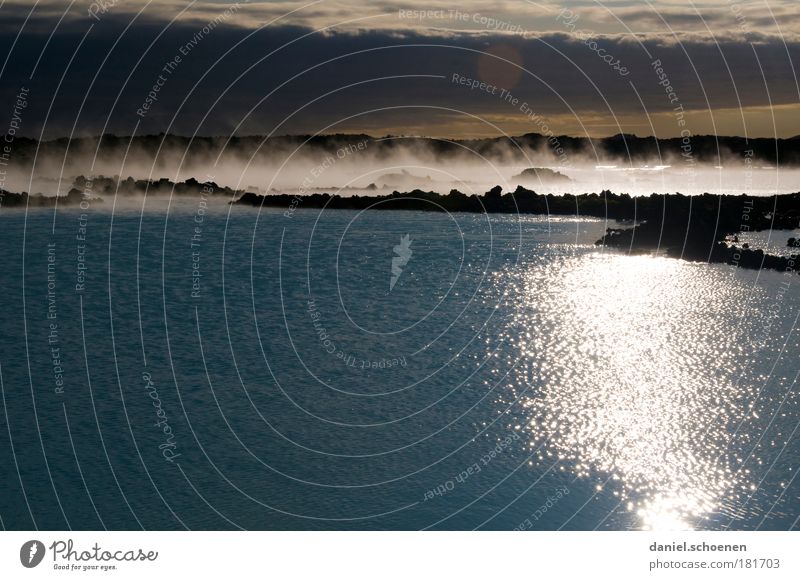 outdoor - Bathtub Copy Space top Copy Space bottom Copy Space middle Evening Reflection Sunlight Sunbeam Back-light Landscape Water Clouds Volcano Stone Dark