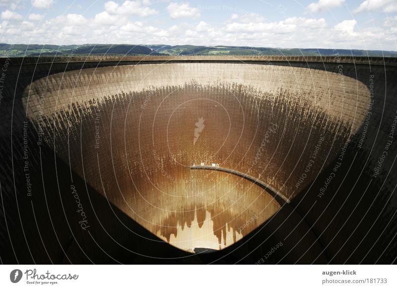 Cooling tower Leibstadt Colour photo Exterior shot Deserted Day Light Shadow Contrast Sunlight Sunbeam Deep depth of field Wide angle Energy industry